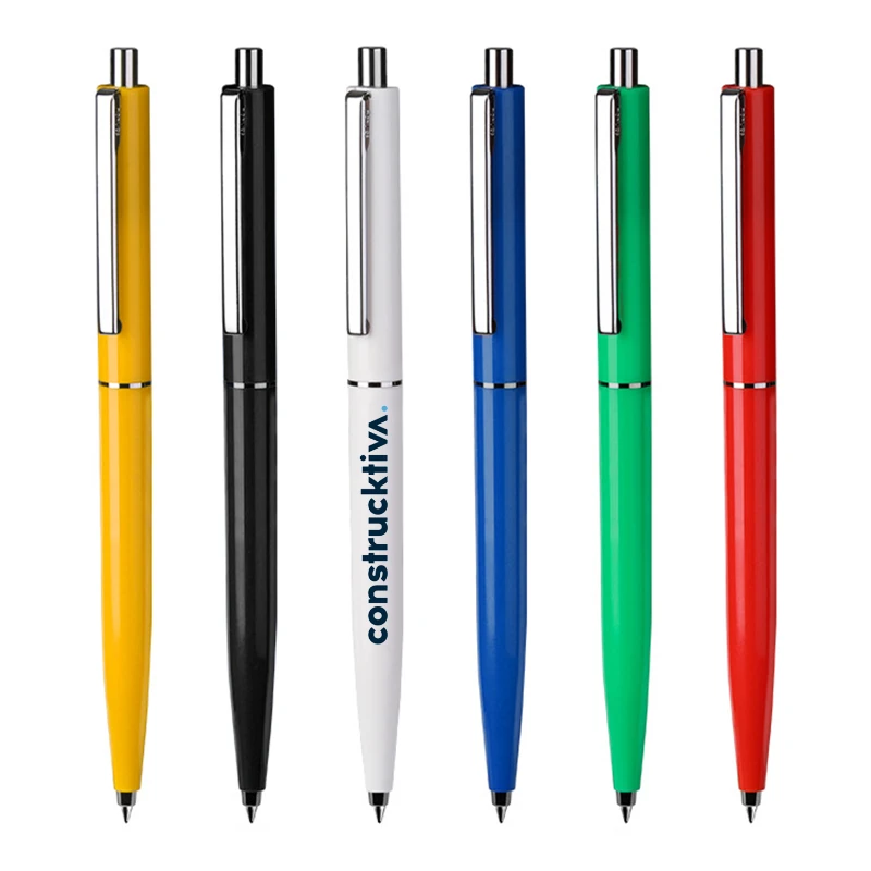 slim click action gel pen with metal clip
