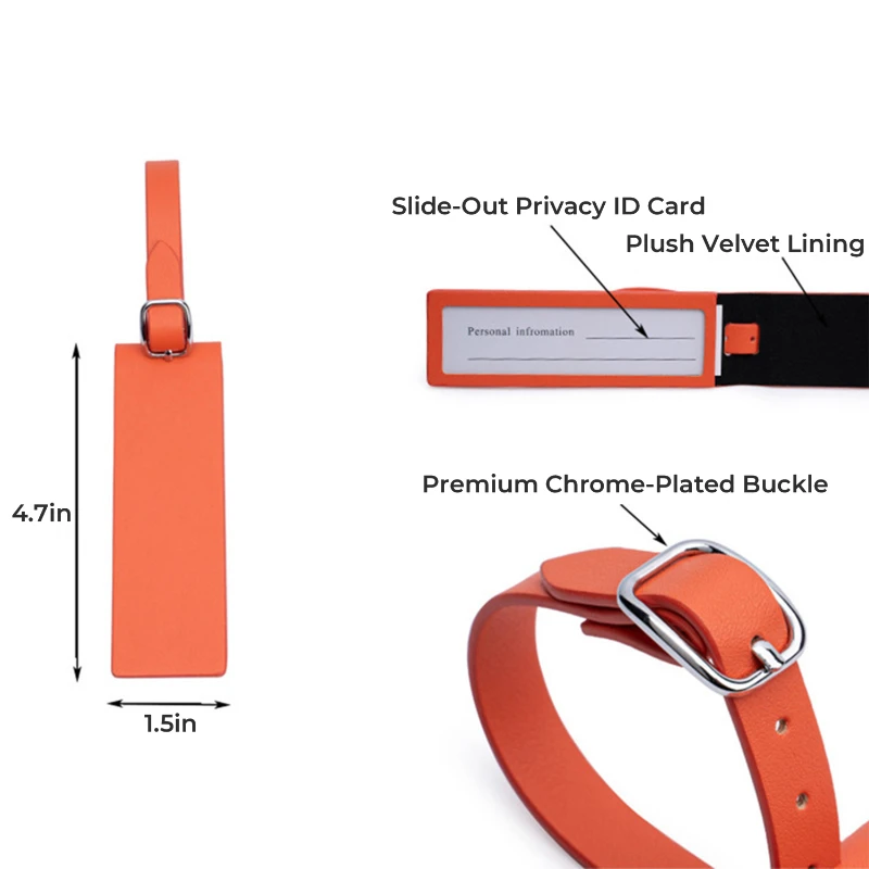 minimalist microfiber vegan leather luggage tag