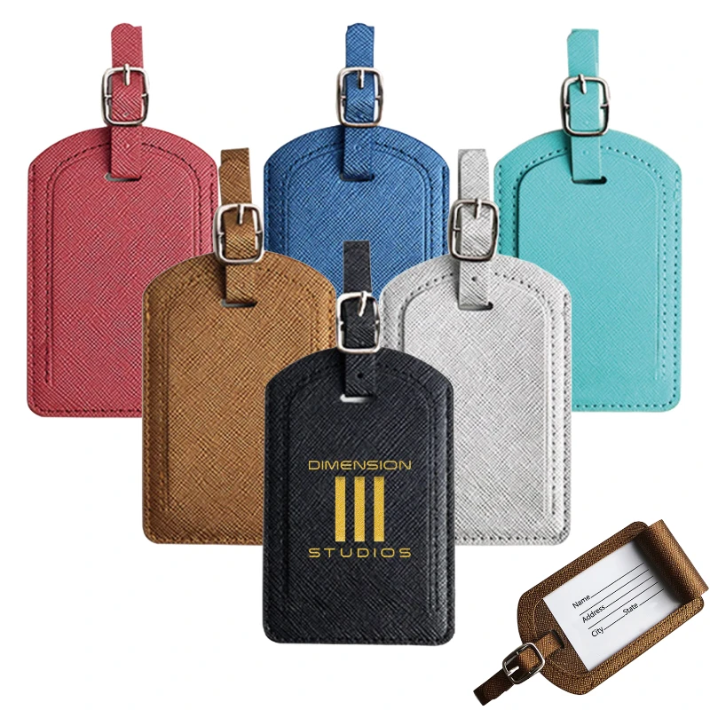 textured vegan leather privacy luggage tag