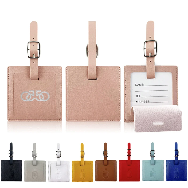 classic square vegan leather luggage tag