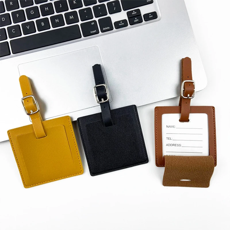 classic square vegan leather luggage tag