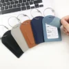 thick vegan leather luggage tag with steel cable