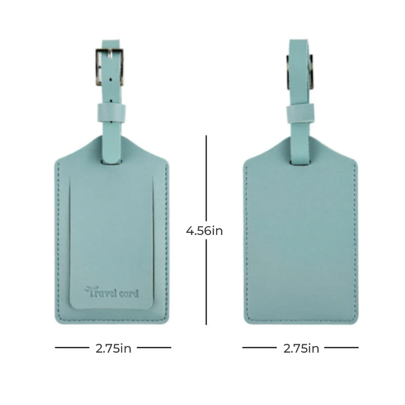 classic vegan leather luggage tag with metal buckle