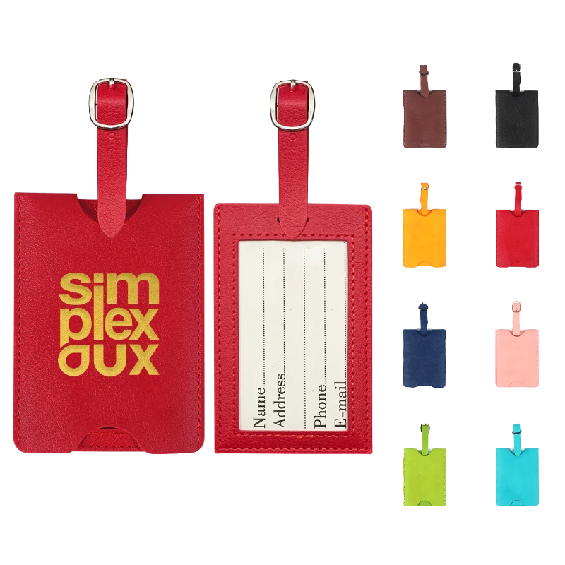 modern vegan leather pull out privacy luggage tag