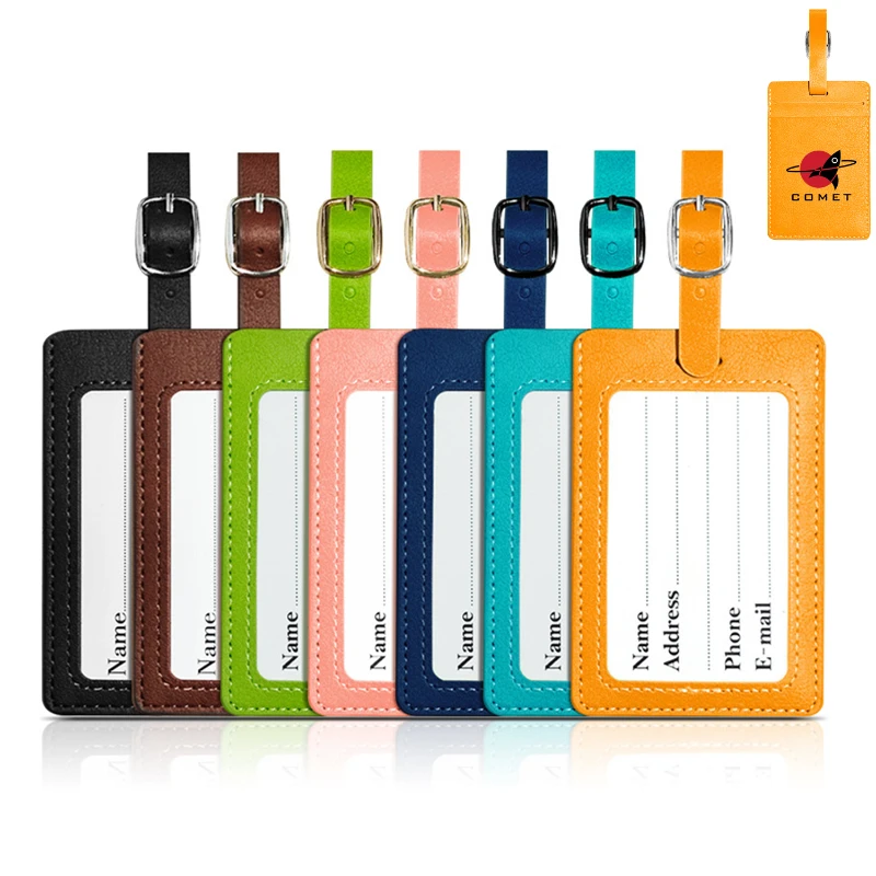 thickened vegan leather luggage tag with back card slot