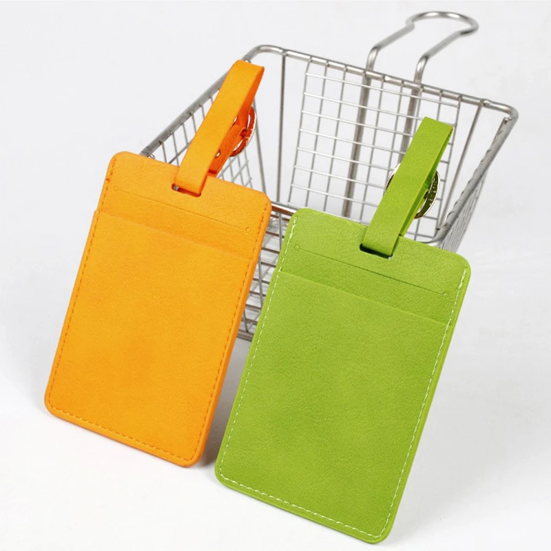 thickened vegan leather luggage tag with back card slot