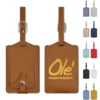vegan leather luggage tag with snap button closure