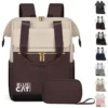 sleek colorblock travel laptop backpack for women