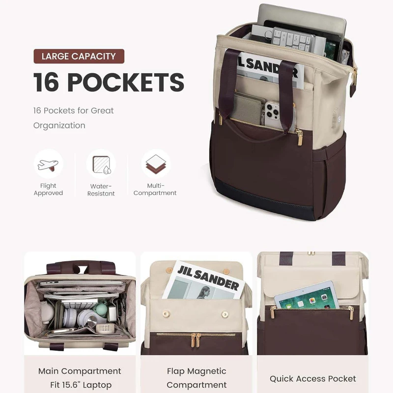 sleek colorblock travel laptop backpack for women