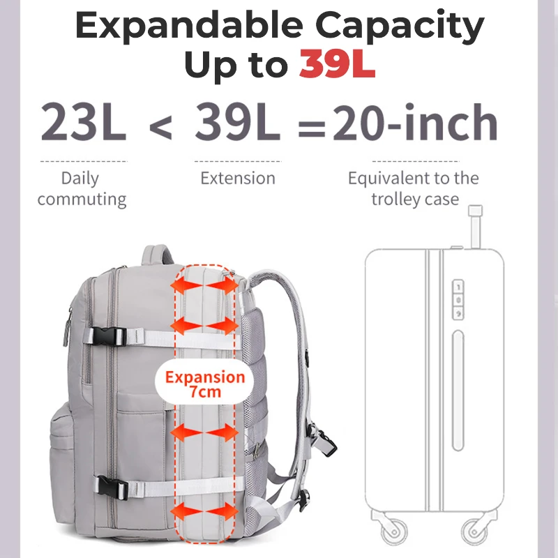 expandable travel laptop backpack with shoe compartment