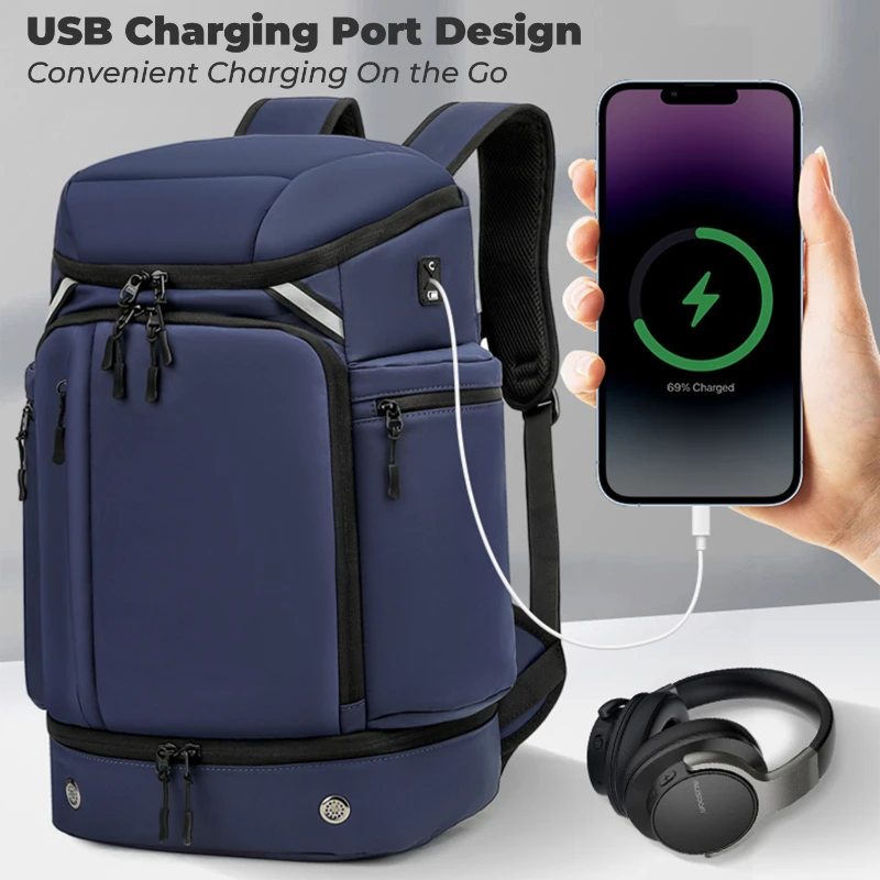 sleek large capacity travel backpack with shoe compartment