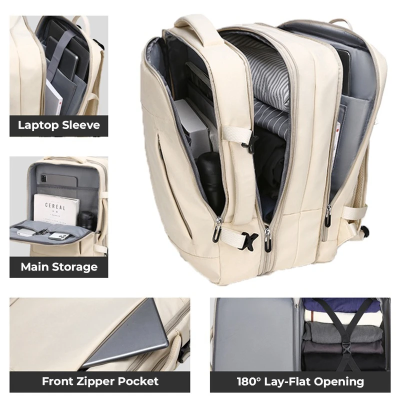 expandable water resistant nylon travel laptop backpack