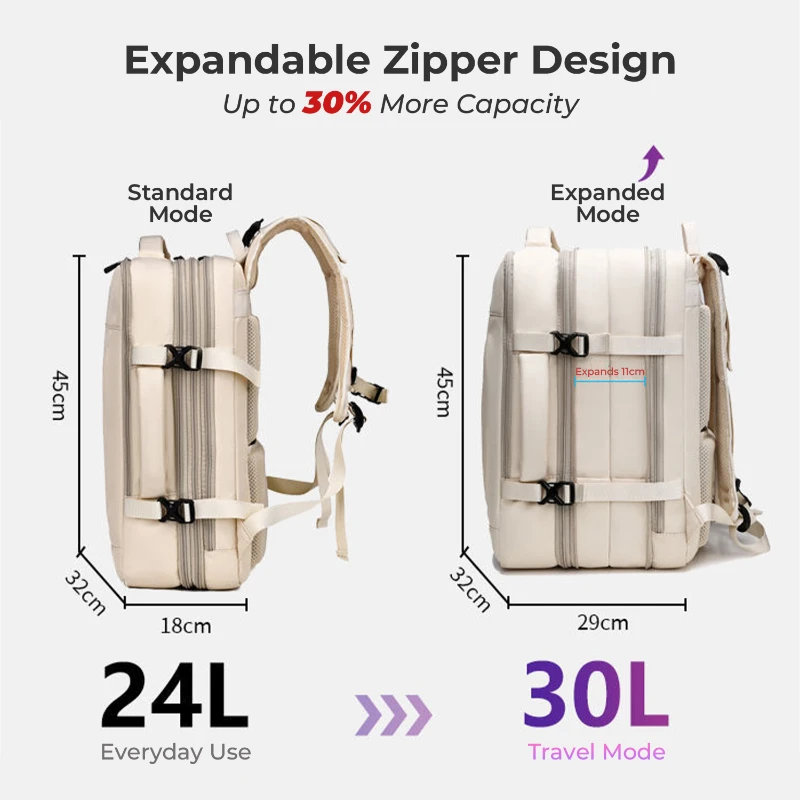 expandable water resistant nylon travel laptop backpack