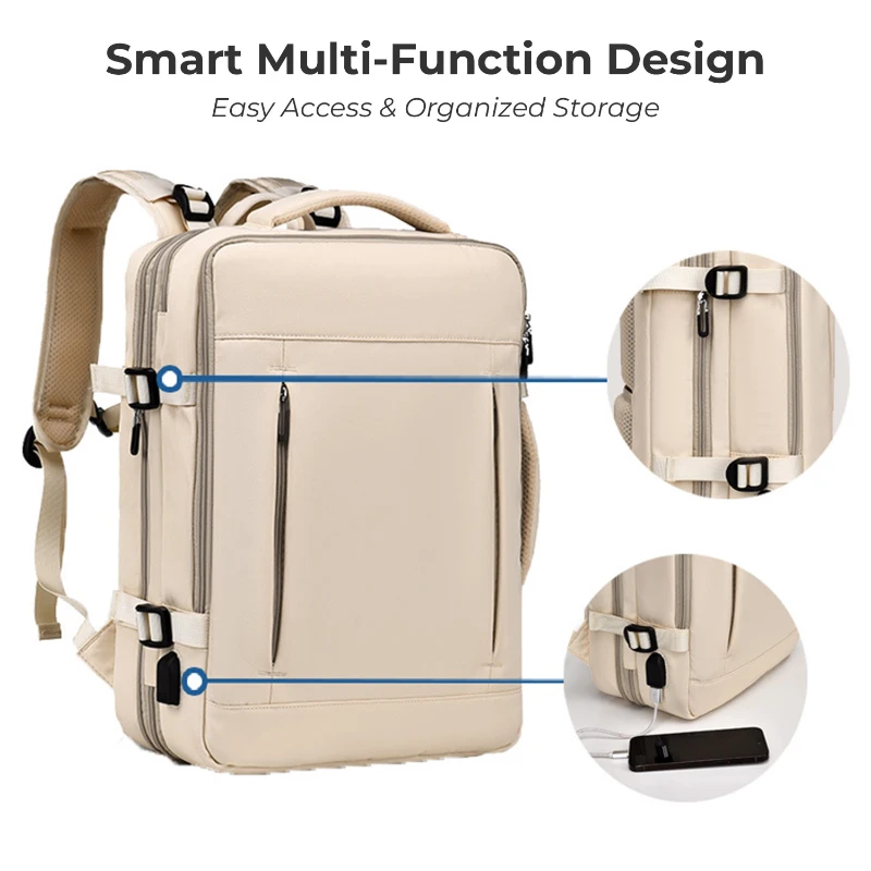 expandable water resistant nylon travel laptop backpack