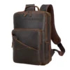 vintage full grain leather laptop backpack