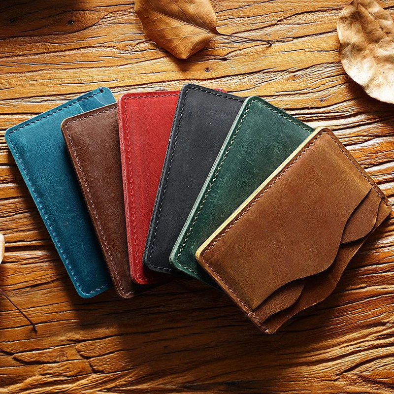 minimalist full grain leather card holder wallet