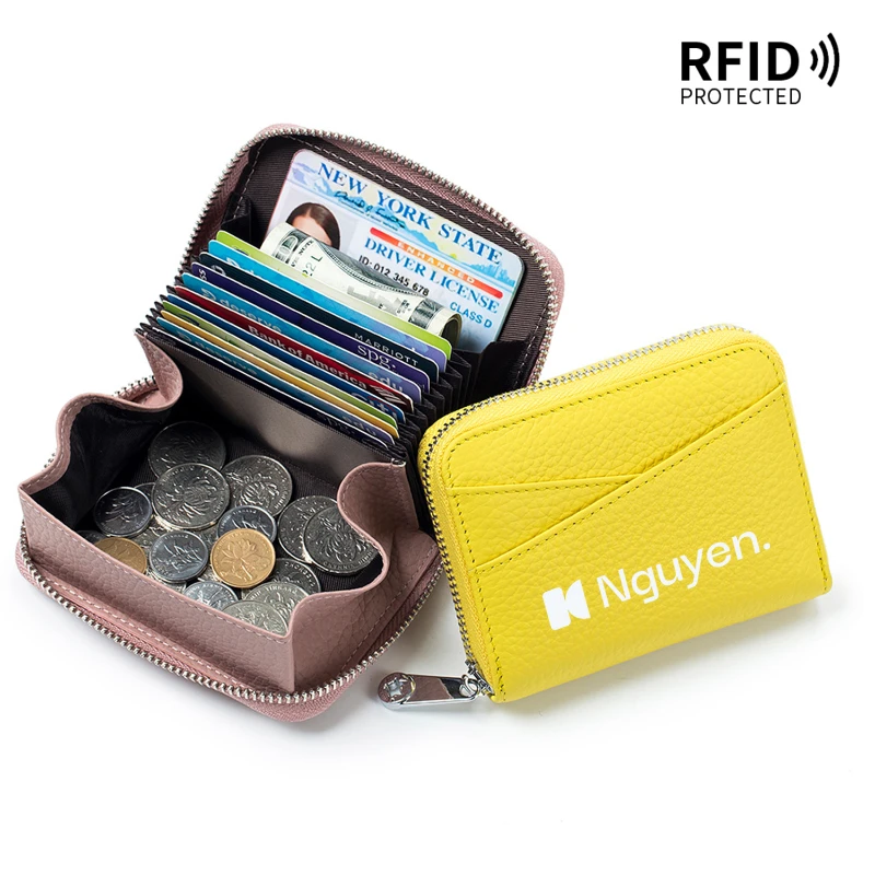 accordion style top grain leather rfid card wallet