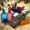 full grain leather luggage tag with privacy flap