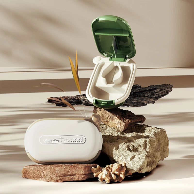 mini portable pill cutter storage box