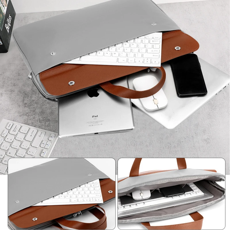 15.6" vegan leather laptop briefcase