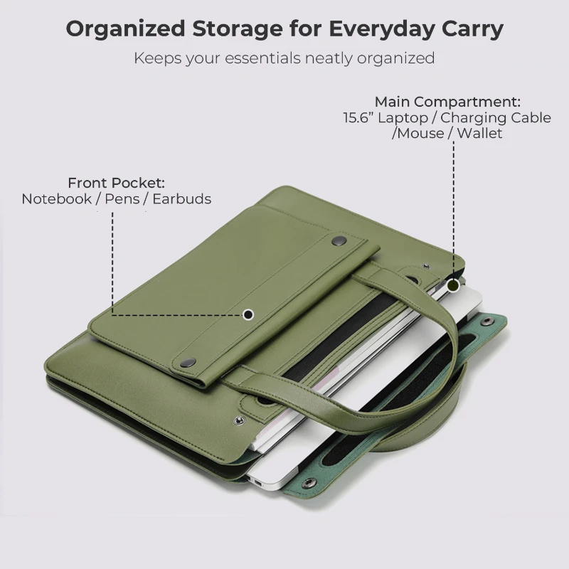 vegan leather accordion laptop briefcase