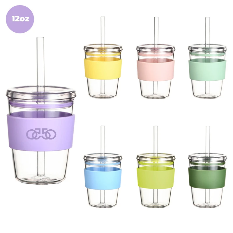 12 oz tritan straw tumbler with silicone sleeve