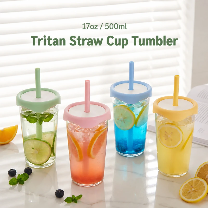 17 oz reusable tritan straw tumbler