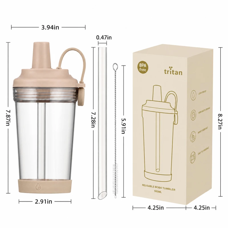 17 oz tritan wide straw tumbler with magnetic cap