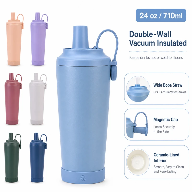 24 oz ceramic lined vacuum insulated straw tumbler