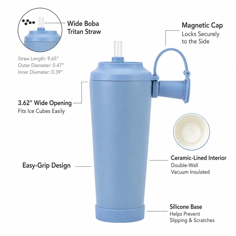 24 oz ceramic lined vacuum insulated straw tumbler