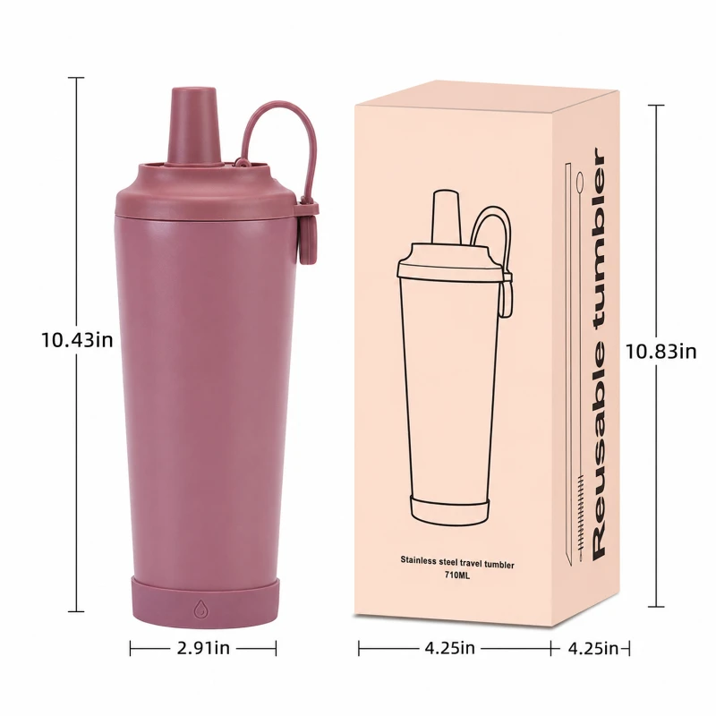 24 oz ceramic lined vacuum insulated straw tumbler