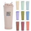 28 oz ceramic lined vacuum tumbler with pop up straw