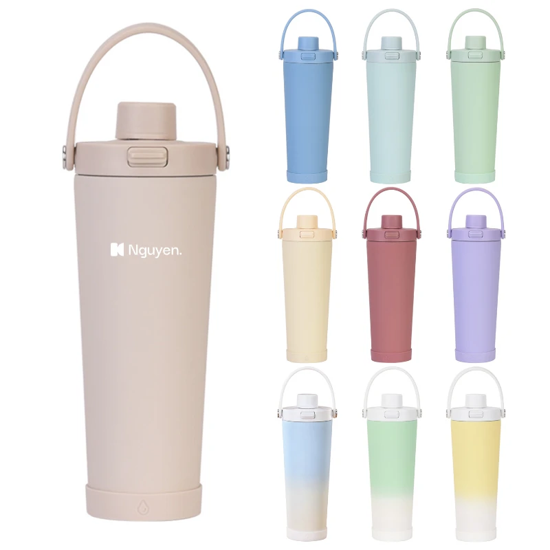 28 oz ceramic lined vacuum tumbler with push button flip lid
