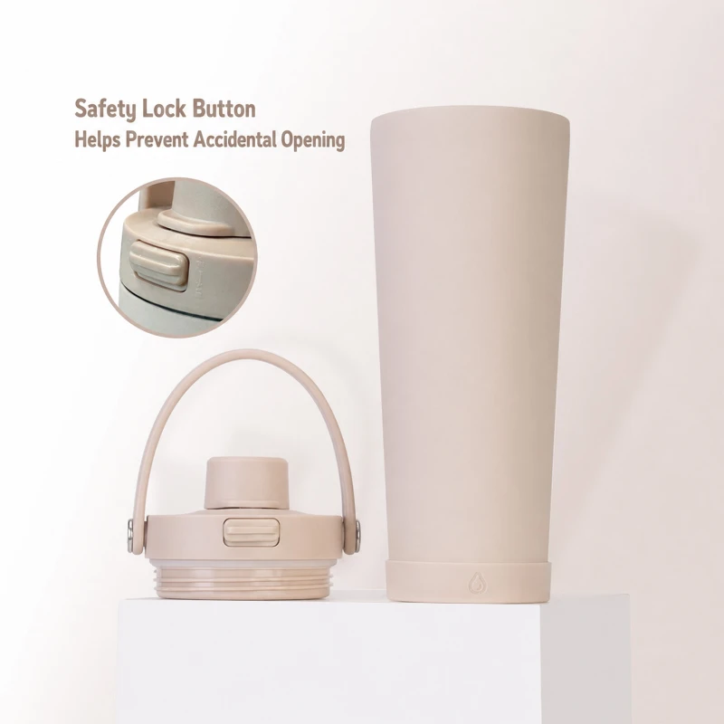 28 oz ceramic lined vacuum tumbler with push button flip lid