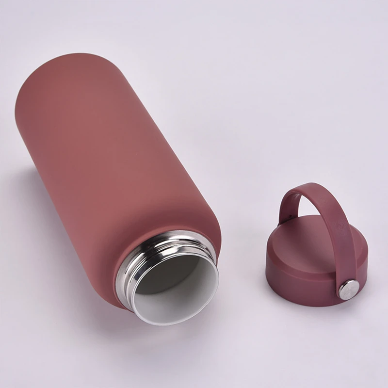 32 oz ceramic lined vacuum water bottle with two lid styles