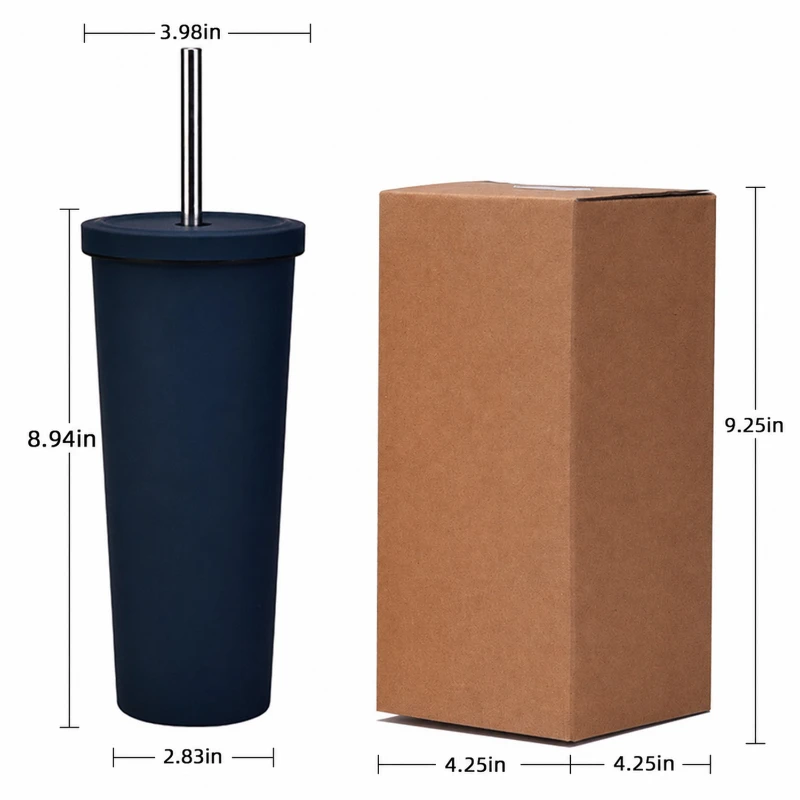 28 oz ceramic lined stainless steel vacuum straw tumbler set