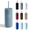 16 oz vacuum insulated tumbler with straw