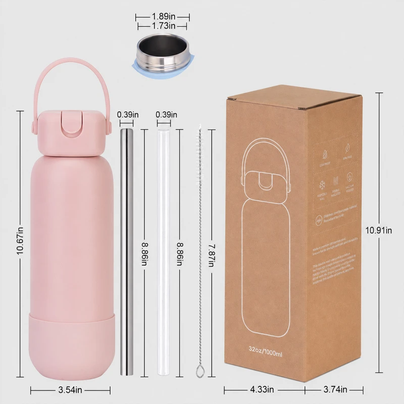 32 oz vacuum insulated tumbler with handle & straw lid