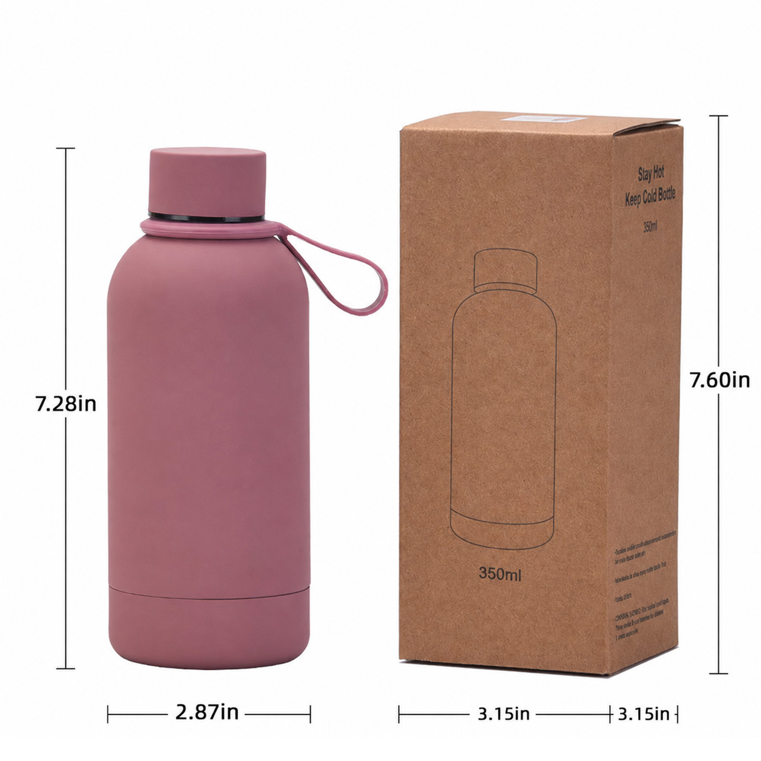 12 oz stainless steel vacuum bottle with carry loop