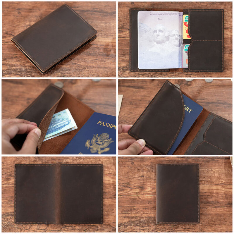 full grain leather passport holder