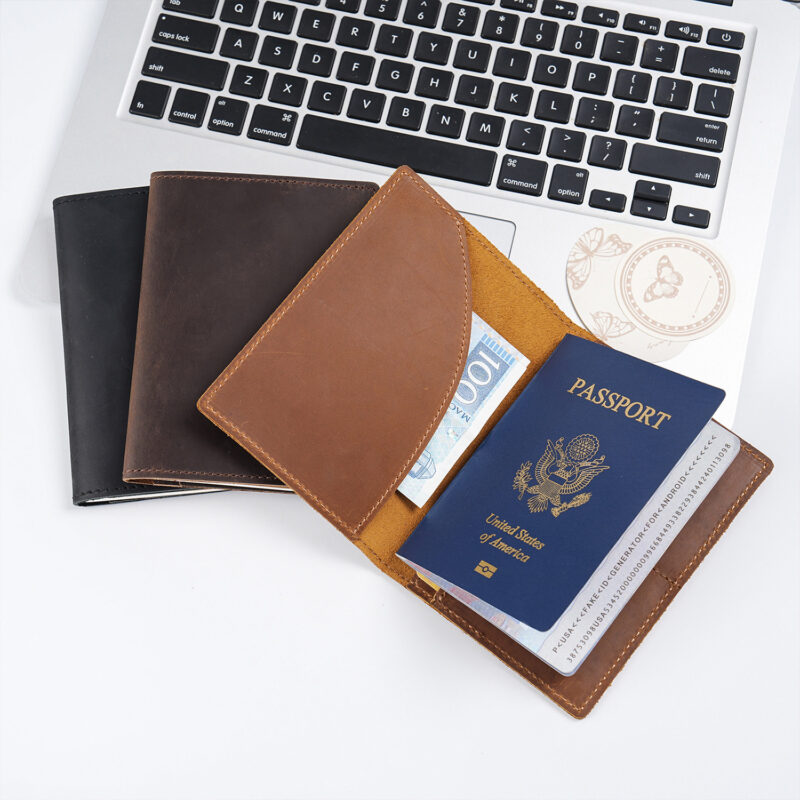 full grain leather passport holder