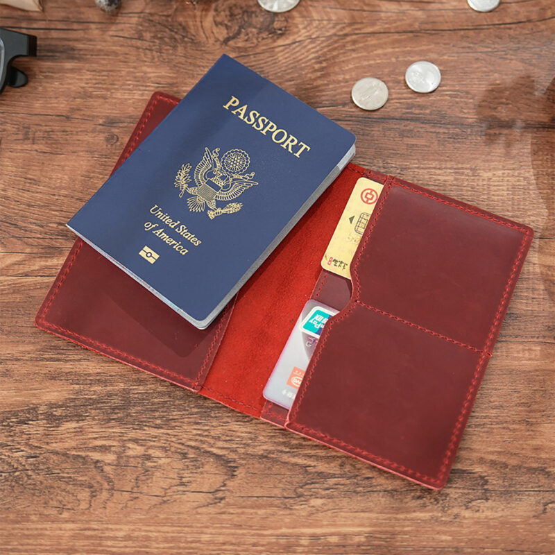full grain leather passport holder