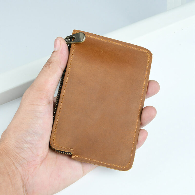 12 card full grain leather zippered belt loop card wallet