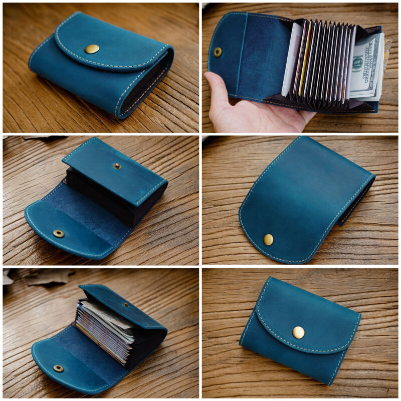 12 card full grain leather accordion wallet
