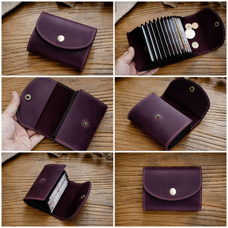 12 card full grain leather accordion wallet