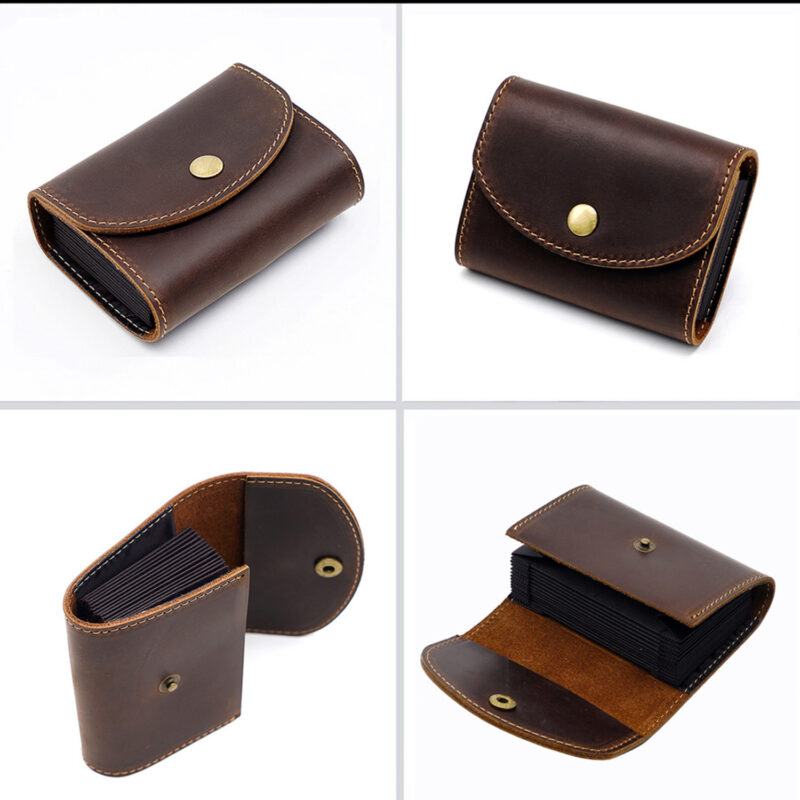 12 card full grain leather accordion wallet