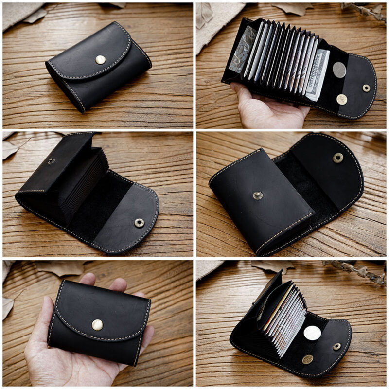 12 card full grain leather accordion wallet