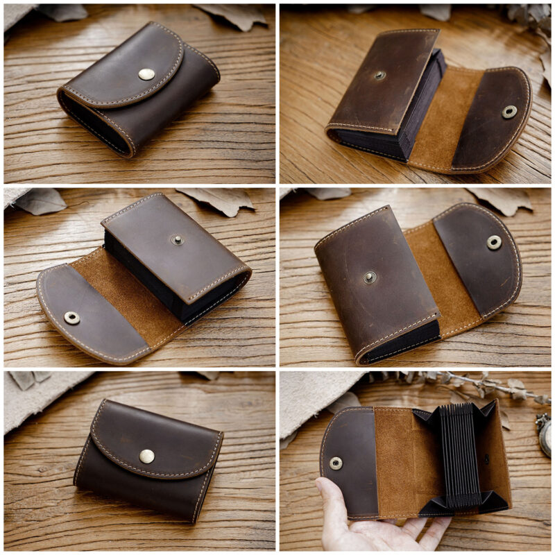 12 card full grain leather accordion wallet