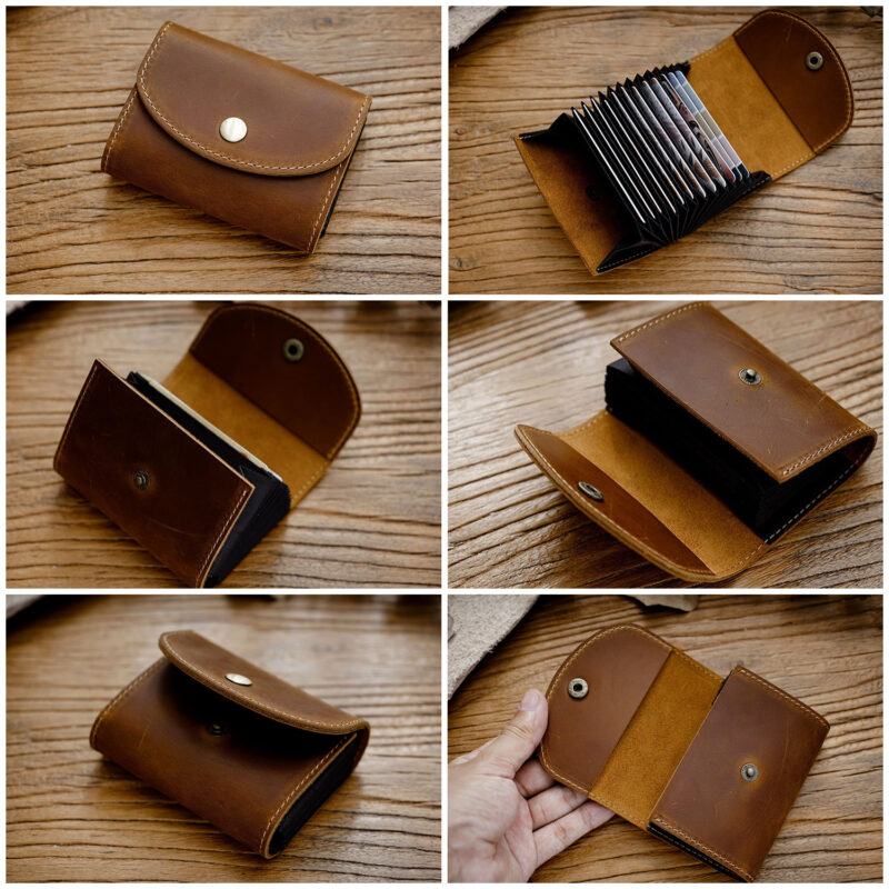 12 card full grain leather accordion wallet