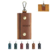 full grain leather 6 key case with snap hook